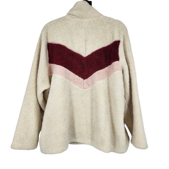 Torrid Sherpa Full Zip Collar Front Pockets Ivory Chevron Stripe Jacket Size 3X - Picture 6 of 7